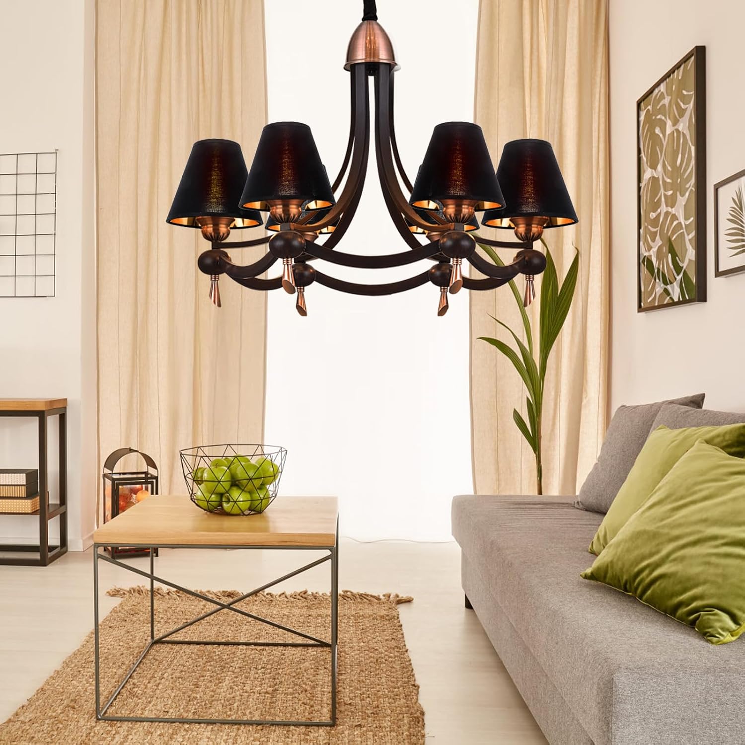 WUWEOT 6 Pack Chandelier Shades, Black Barrel Lampshades, 3" x 5.9" x 5" Small Fabric Replacement Lamp Shade Cover Clip-on for Table Chandelier Wall Lamp