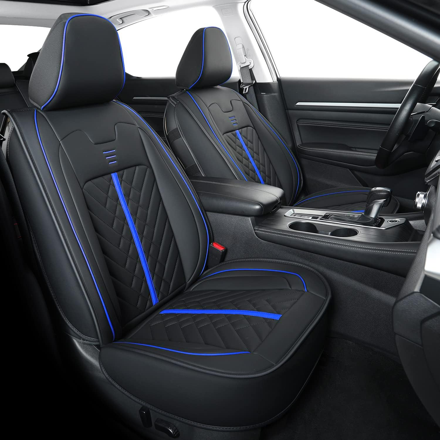 LUCKYMAN CLUB Altima Seat Covers, fit for 2013-2025 Nissan Altima S SR SV SL Platinum Sedan with Water Proof Faux Leather (Black&Blue)