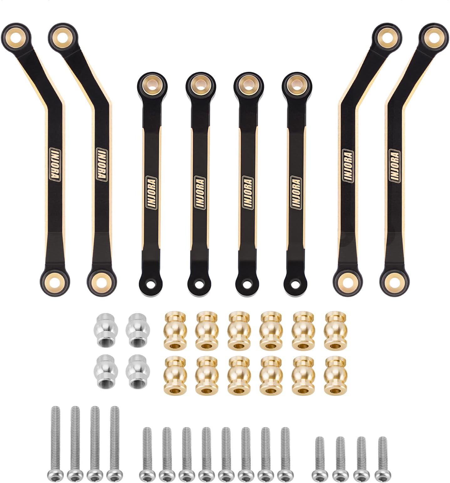 INJORA Black Brass High Clearance Chassis Links 39g Heavy Brass Links for FMS FCX24 1/24 Upgrade Part,8PCS (FCX24-04)
