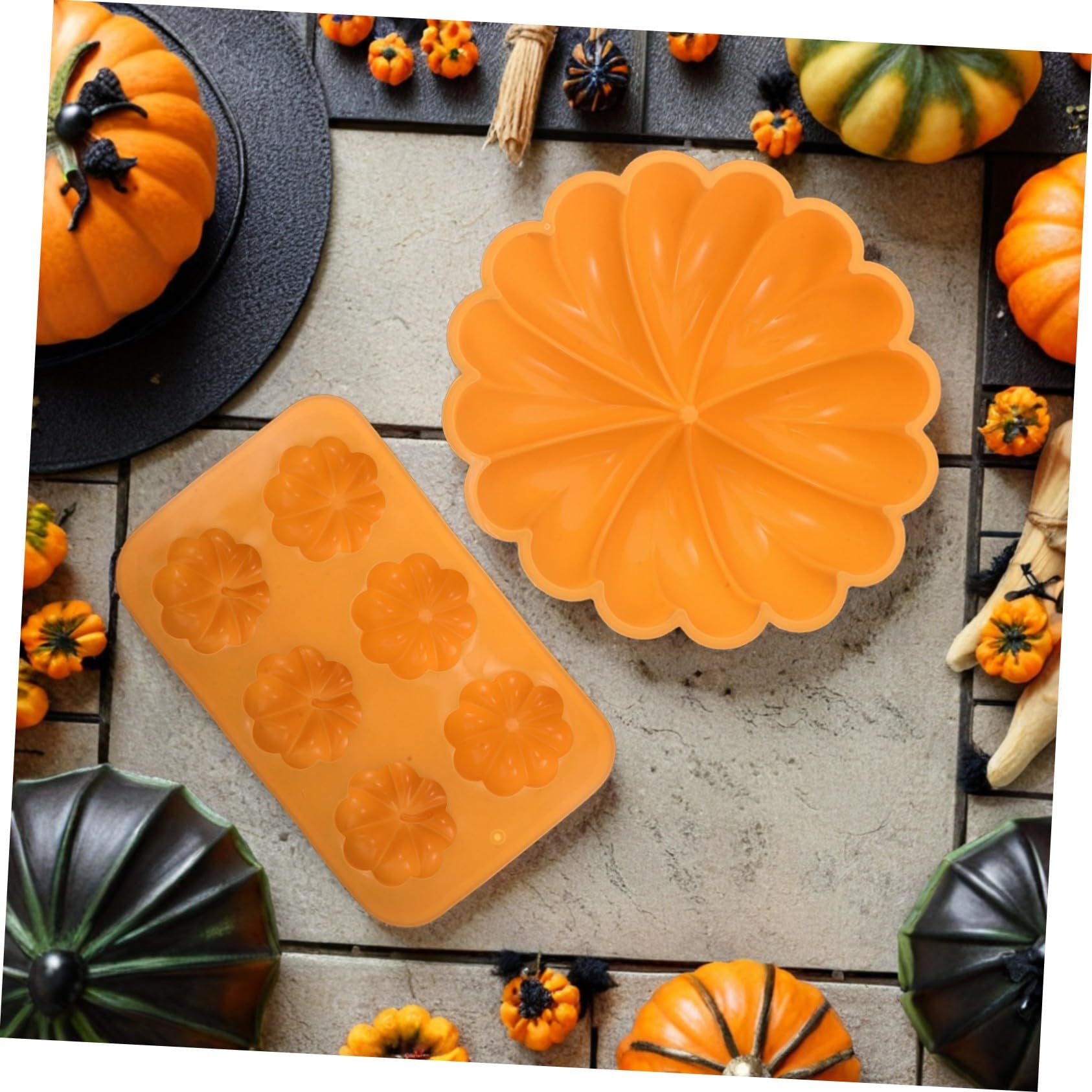 Mobestech 2piezas Molde Grande de Silicona Antiadherente para Pasteles de Calabaza y Molde de Cavidades para Hornear Unidades Festival Cosecha y Halloween