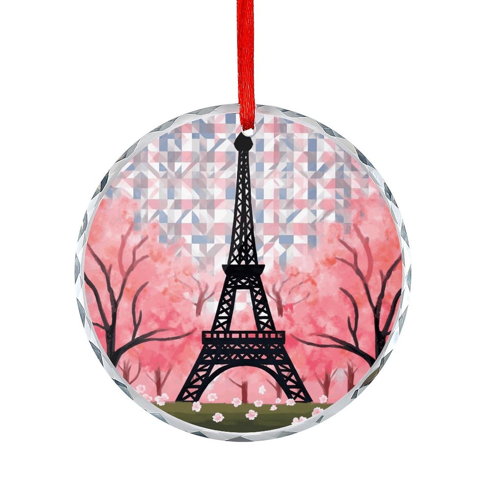 Fodpand Women's Style Eiffel Tower Pattern Round Glass Ornament Keepsake Gift Exchange Ideas Car Decor,Christmas Ornaments For Tree Window Garden Ornaments