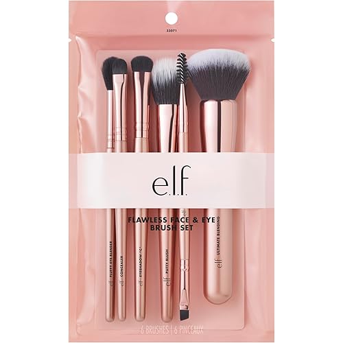e.l.f. Flawless Face Kit, 6-Piece Brush Collection, Brushes For Face, Eyes & Brows, Vegan & Cruelty-Free