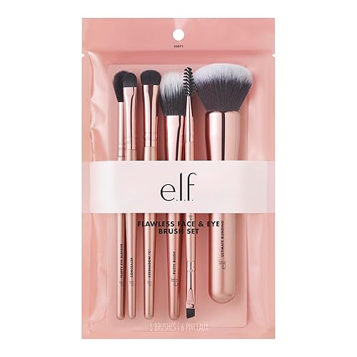 e.l.f. Flawless Face Kit, 6-Piece Brush Collection, Brushes For Face, Eyes & Brows, Vegan & Cruelty-Free