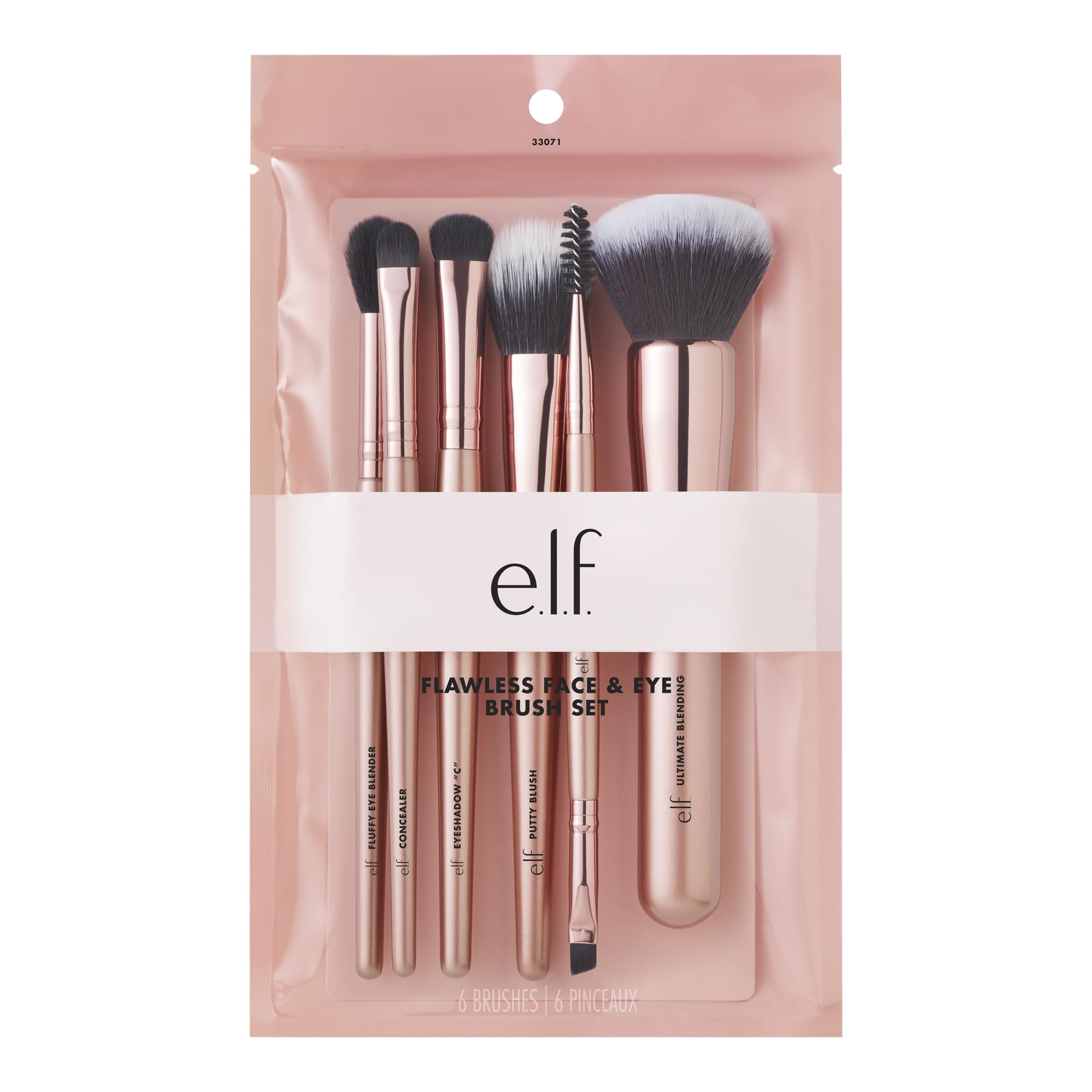 e.l.f. Flawless Face Kit, 6-Piece Brush Collection, Brushes For Face, Eyes & Brows, Vegan & Cruelty-Free