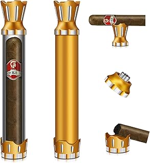 Crown Metal Cigar Tube, Portable Cigars Travel Case with Holder, Punch, Ashtray, Smell Proof, gift idea for Men, Women