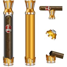 Crown Metal Cigar Tube, Portable Cigars Travel Case with Holder, Punch, Ashtray, Smell Proof, gift idea for Men, Women