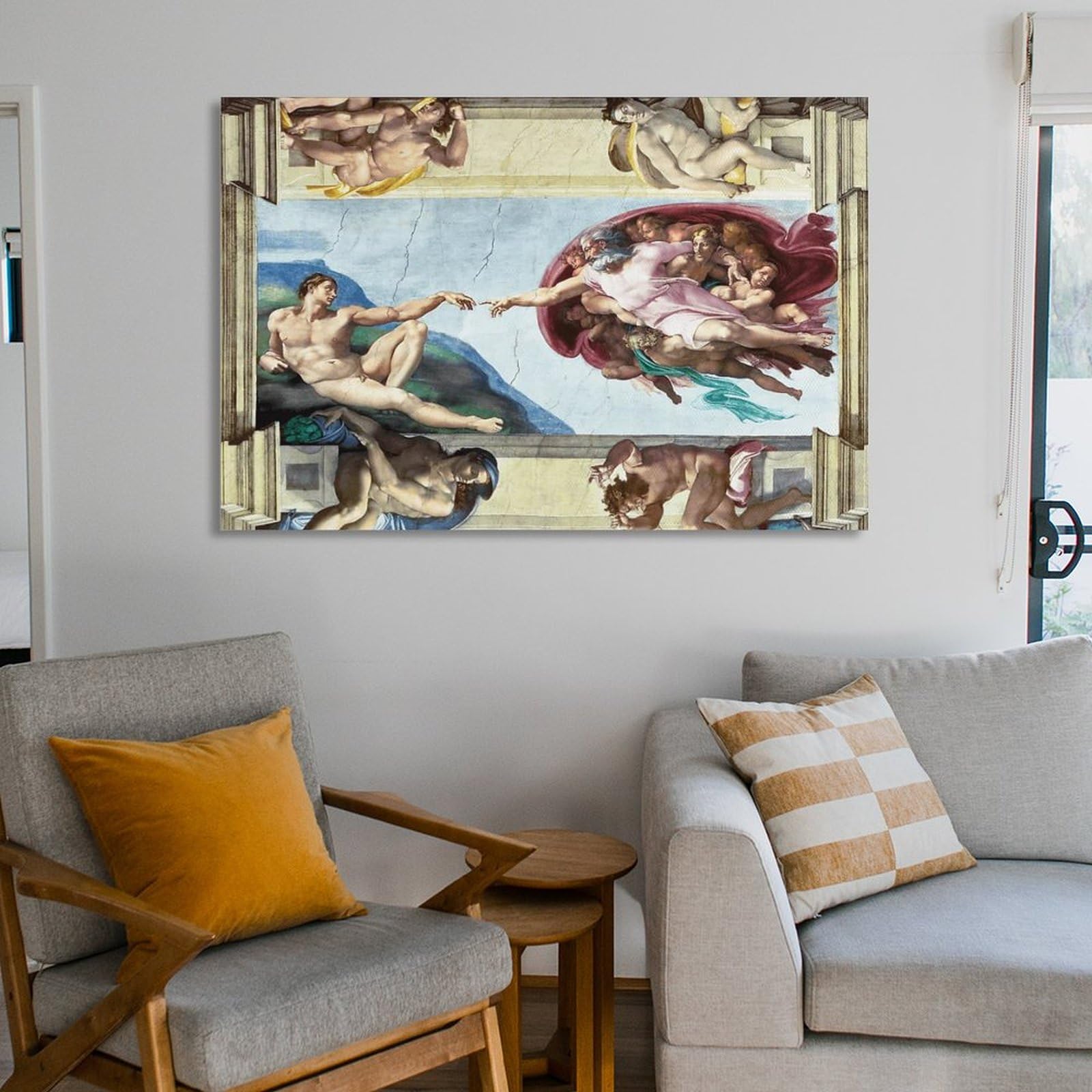 Amazon.co.jp: ミケランジェロ アダムの創造ポスター アートパネル