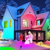 Vista 2 de Consciot Luces solares para exteriores de Navidad, 54 luces LED solares 7 multicolor cambiantes, luces solares impermeables IP67, luces de paisaje