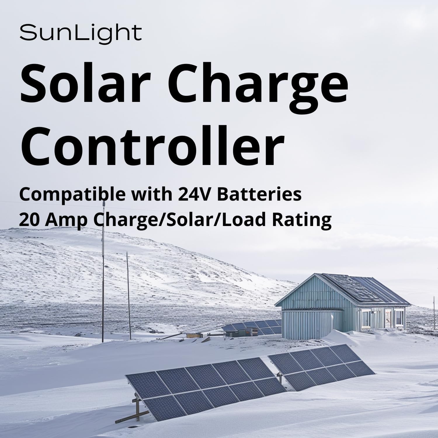 Morningstar Sunlight 20A Solar Charge Controller (SL-20L-24V) - Solar Panel Regulator for 24 Volt Batteries, Lighting Ctrl, Easy Setup, Corrosion Resistant Terminals, 5 Year WTY - Designed in The USA