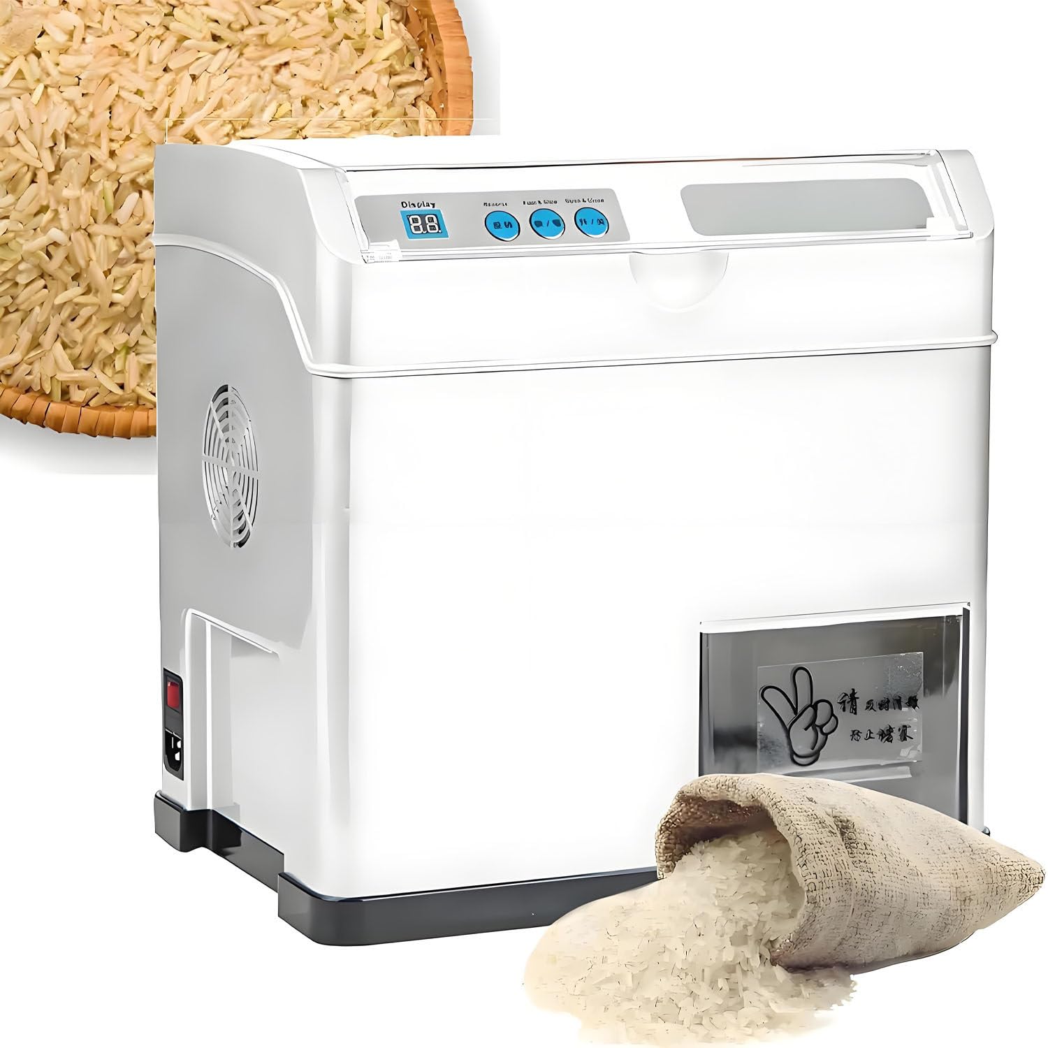 Macchina per la macinazione del riso automatica,sgranatrice per riso da 500 W per riso integrale chiaro,riso in germe, manopola di regolazione della lucidatura del riso (rotazione da 0 a 270 gradi)