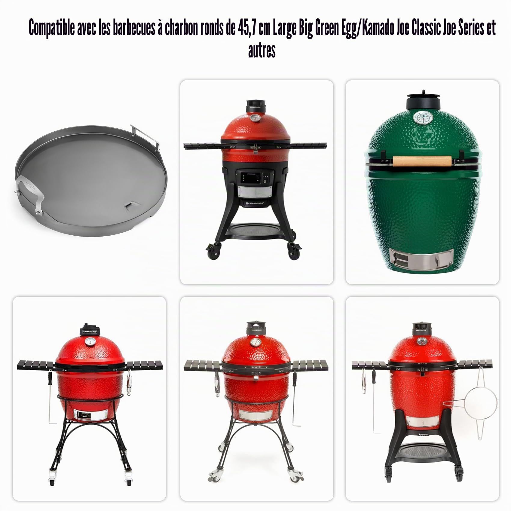 Onlyfire Ø 47 cm Plaque Plancha pour Big Green Egg et Kamado Joe, Plaque de Cuisson avec Poignée
