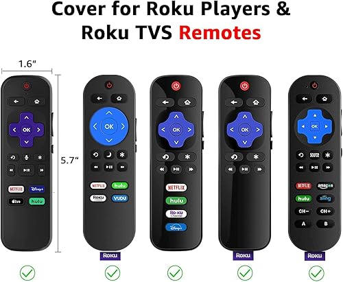 Miniatura 5 de Paquete de 2 fundas para control remoto para Roku, cubierta de batería para TCL Roku Smart TV Steaming Stick Remote, funda protectora de silicona,