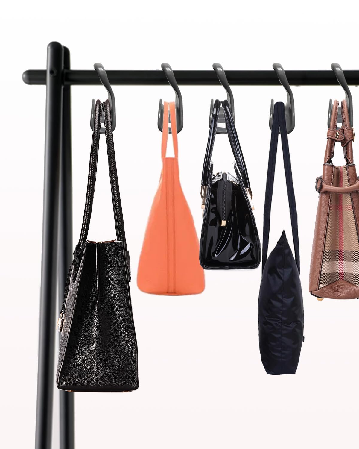 Appendiabiti Per Borse E Zaini Per Armadio | 10 Ganci In Plastica Ispessita, Fino A 13,6 Kg, Grigi, Organizer