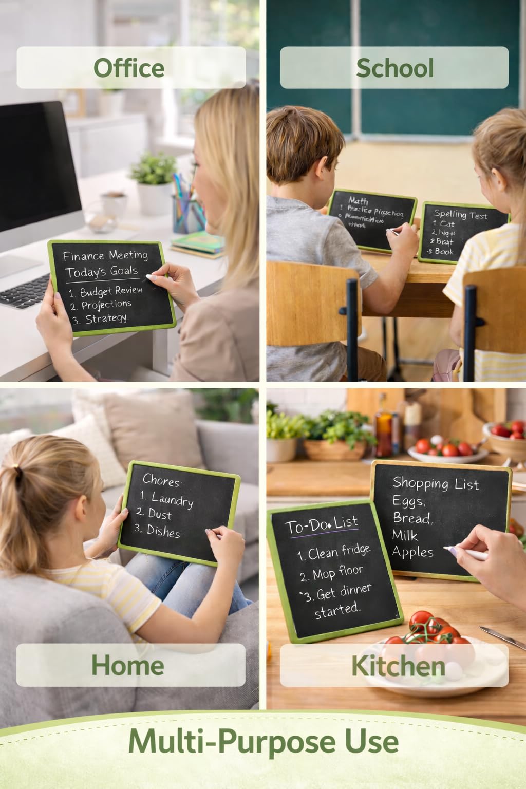 YAJNAS Double Sided Blackboard Slate Chalkboard Small Slate | Pre-Writing Toys for Kids, 7x9 Inch (18x23 cm), Learning Board with Colourful Frame, Educational Writing and Drawing Tool for Kids 2