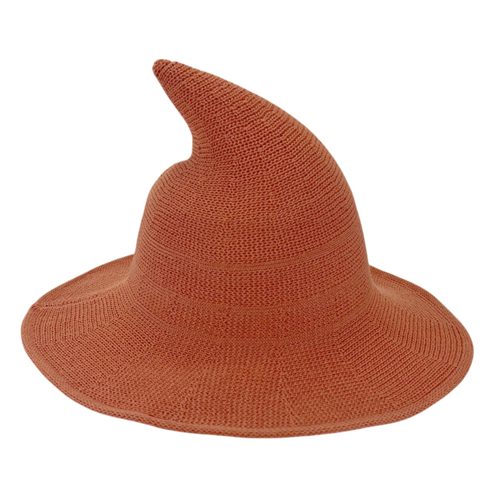 ThiCc Women's Wizard Hat - Knitted Witch Hats Wide Brim Pointed Beanie Foldable Stylish Spire Cap for Cosplay Festival Streetwear Masquerade Costume Daily Fashion Accessory (Orange,One Size)