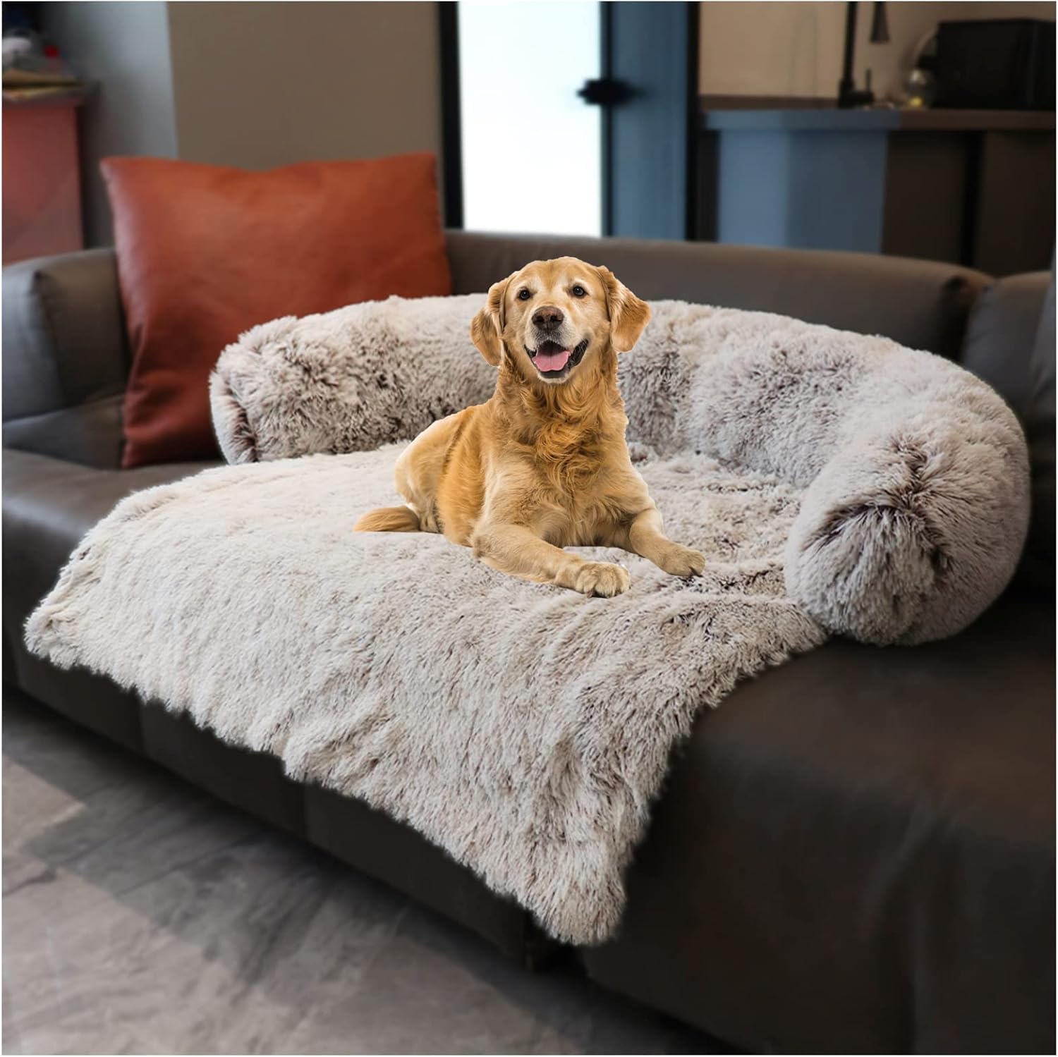 Camas Comfy para Perro, Cestas para Perro Desenfundable, Cojín Suave para Perro Lavable, Alfombra de Peluche para Mascotas, Ideal para Cesta Cama Perro, Niche, Coche (L, Gris)