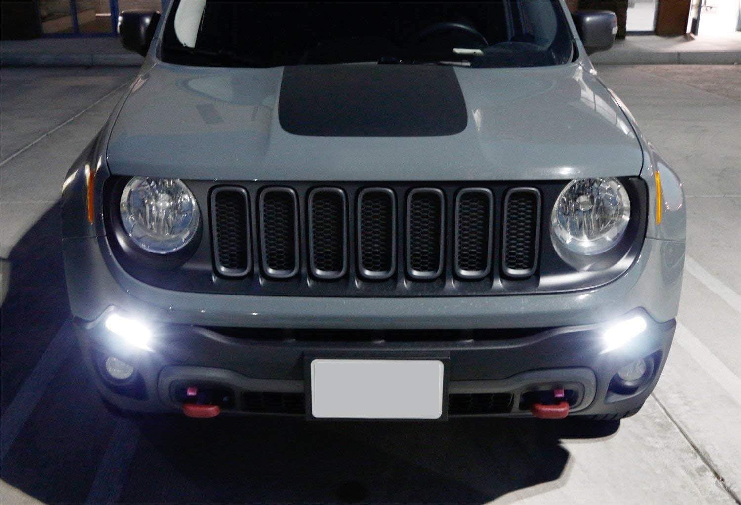 iJDMTOY White 1157 2357 Replacements Compatible with 2015-2018 Pre-LCI Jeep Renegade D.R.L