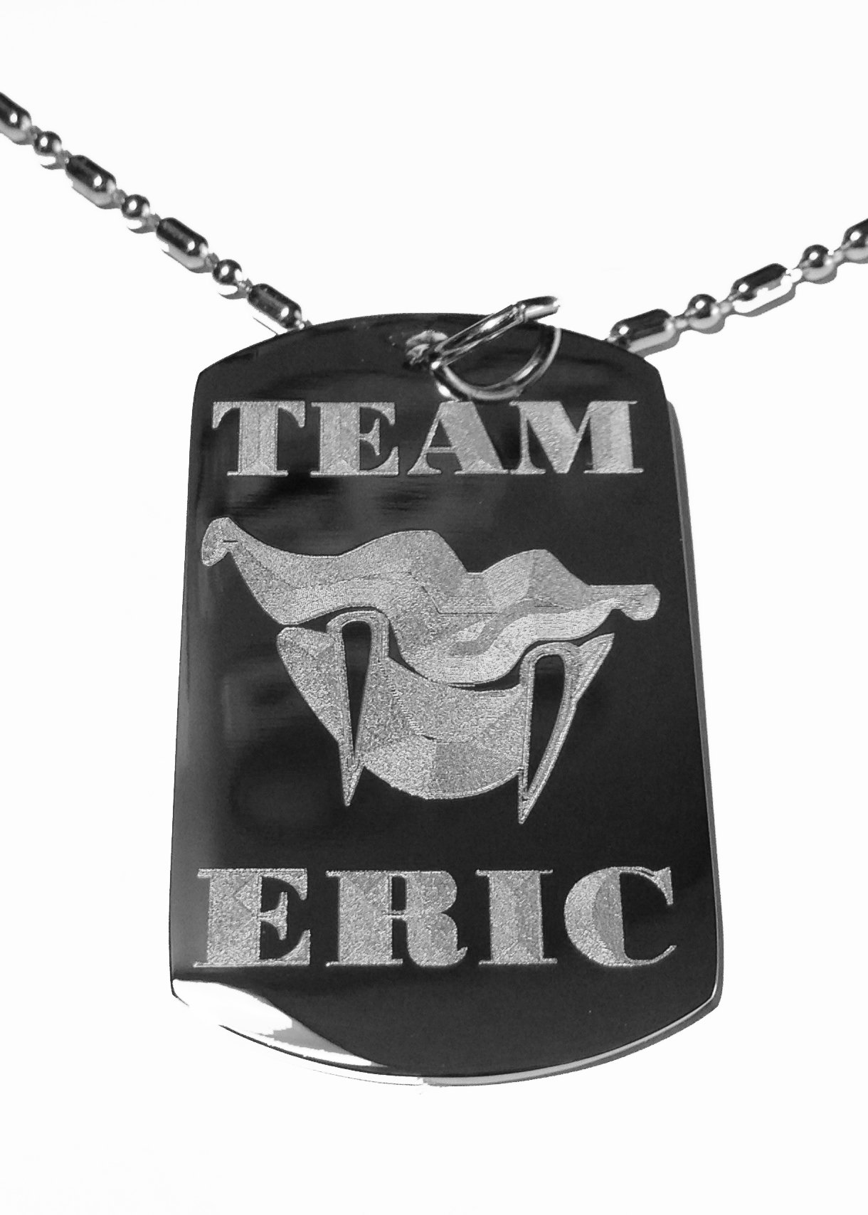 Hat Shark Team Eric Blood Vampire Lips & Fangs TV Show - Military Dog Tag, Luggage Tag Metal Chain Necklace