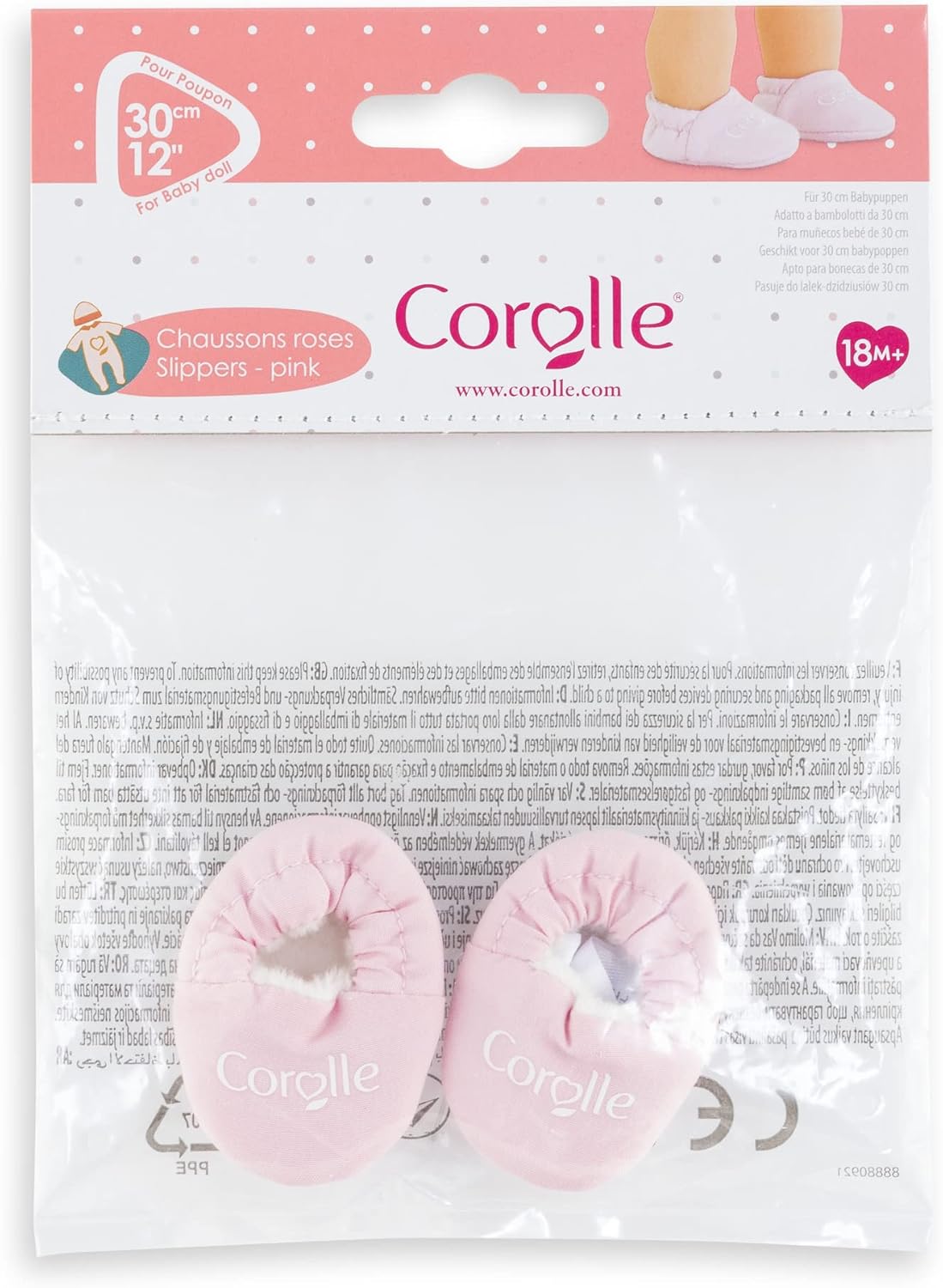 Corolle Baby Doll Pink Slippers Outfit Accessory – Mon Premier Poupon Clothing and Accessories fit 12″ Dolls, for Kids Ages 18 Months and up