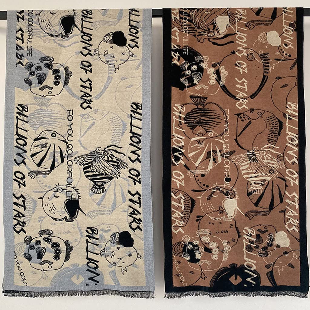 Sciarpa Imitazione Cashmere Sciarpa Invernale Uomini Donne Scarpe del collo caldo Ocean World Pattern Scialli involontaria Scialle