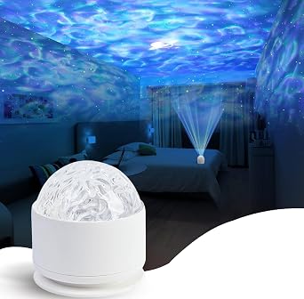 Calming Sensory Lights, Sensory Toys for Kids with Autism, Ocean Light Projector with 15 Color Patterns, Light Projects Water Ripple Effects onto Walls and Ceilings, Autism Toy,for Children and Adults