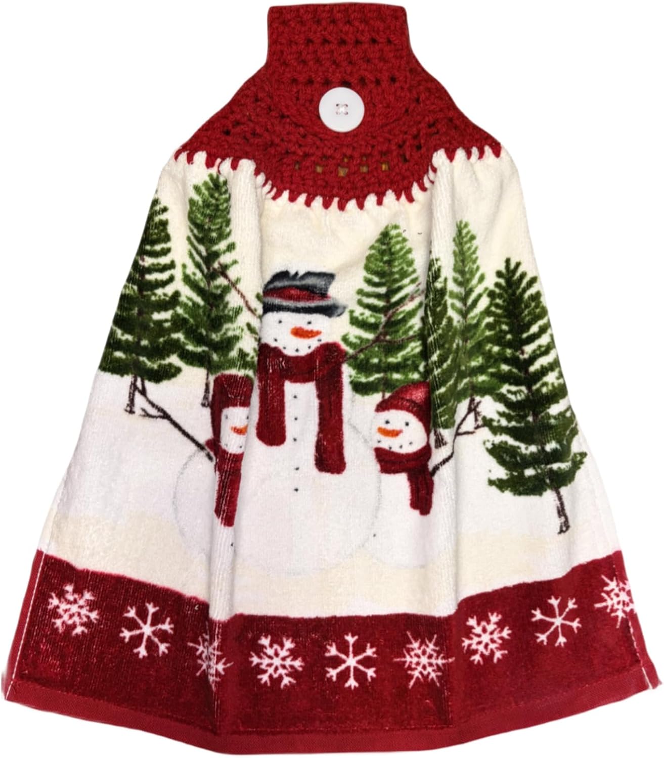 Christmas Terry Cloth Towels Handmade Crochet Top Towels Ideal for Kitchen, Bathroom, and Laundry Room. (All 3 Snowman)