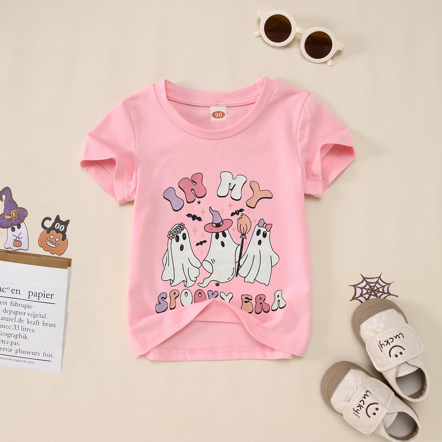 Toddler Baby Girls Halloween Shirts in My Spooky Era T-Shirt Ghost Spooky Season Tops Cute Short Sleeve Tees Clothes