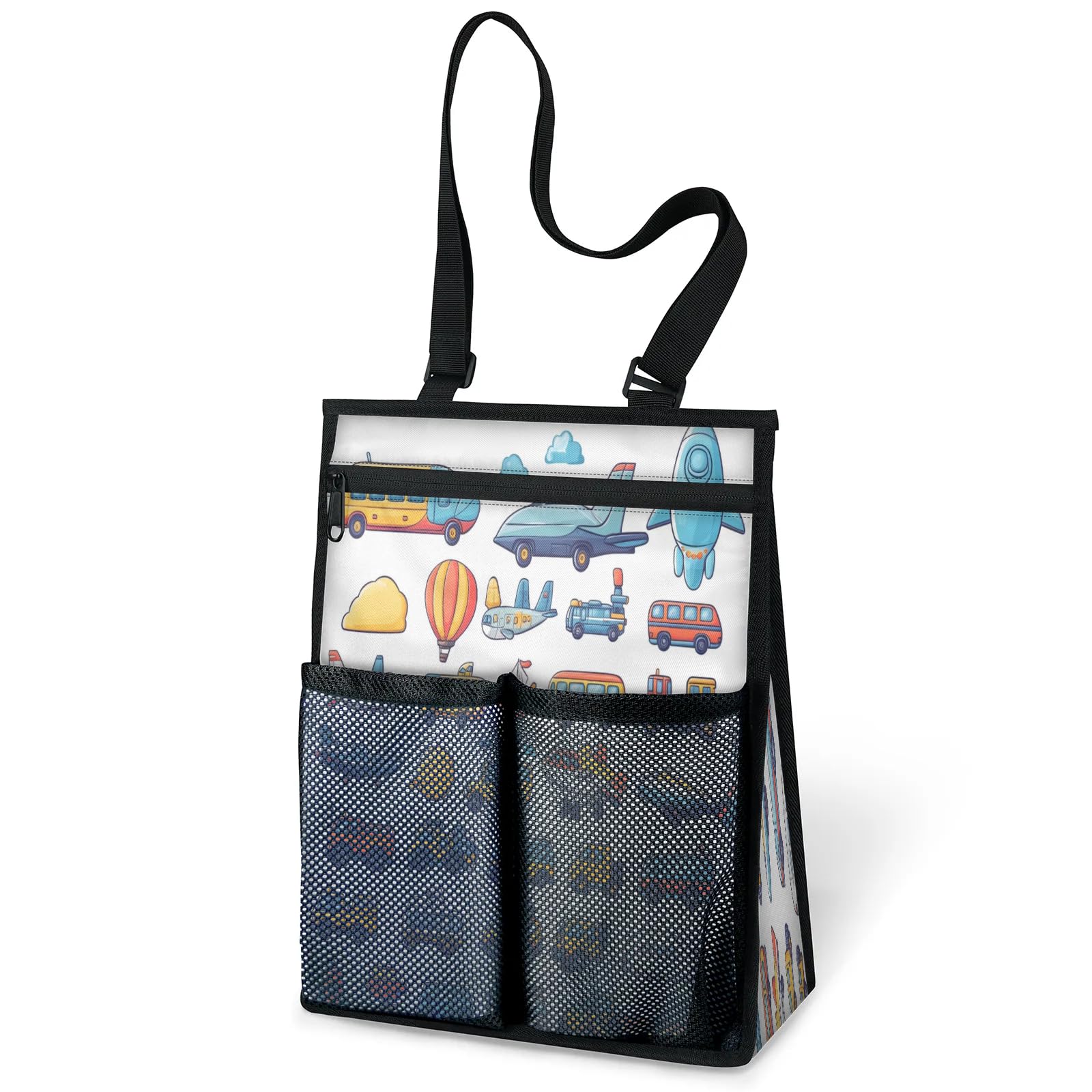 Ourtheme Cute Cars Airplane Portable Shower Bag for Travel Gym Camp Beach Tote Shower Caddy Bags Hanging Toiletry