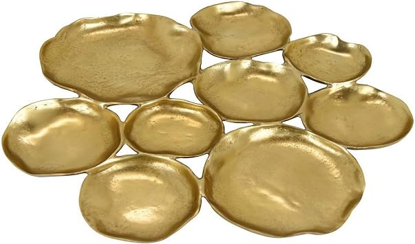 Jiva 9 Piece Decorative Bowl Set, Irregular Shaped Design, Gold Metal