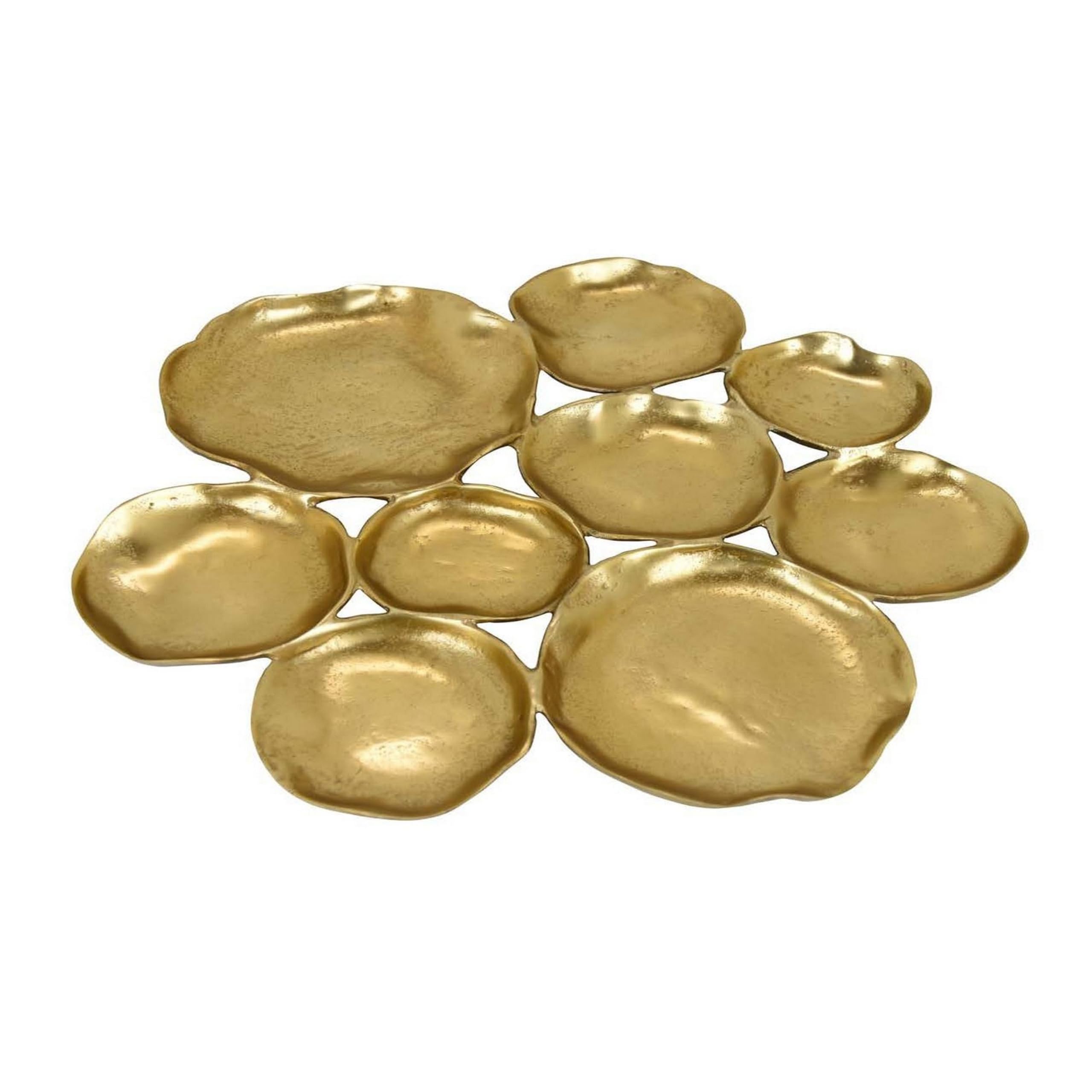 Juego de cuencos decorativos dorados Benjara Jiva diseño irregular