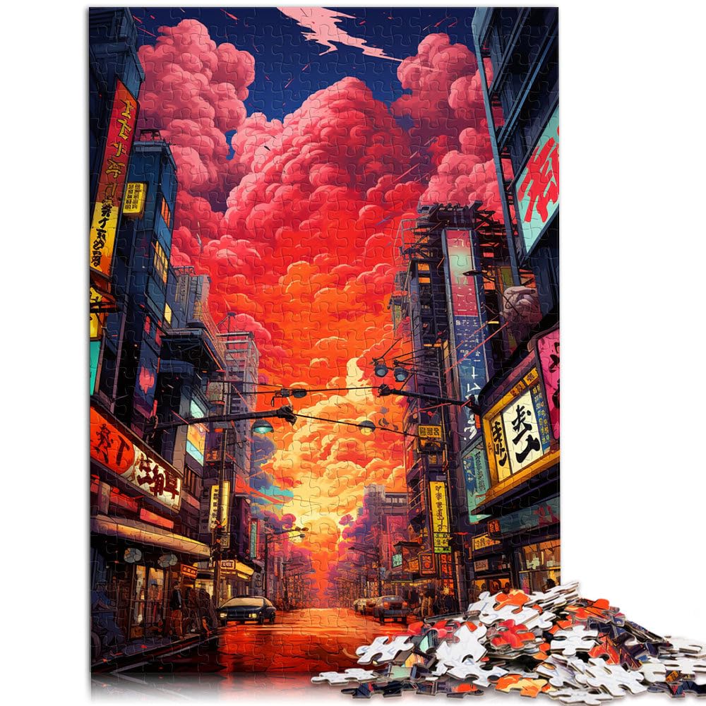 Puzzle Adulte 2000 pièces néon Tokyo City Puzzle découpé avec précision Jeu de Puzzle Stimulant et Jeu Familial 27,56 po x 39,37 po pour Les 14 Ans