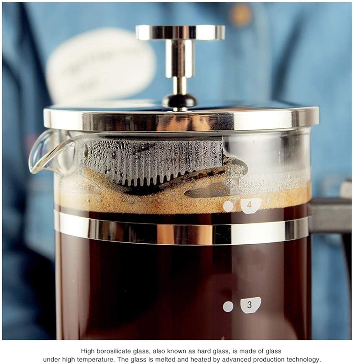 Coffee Grinders French Press 600 ml Coffee Tea Maker Cafetiere Stainless Steel Plunger Coffee Maker with Heat Resistant Glass
