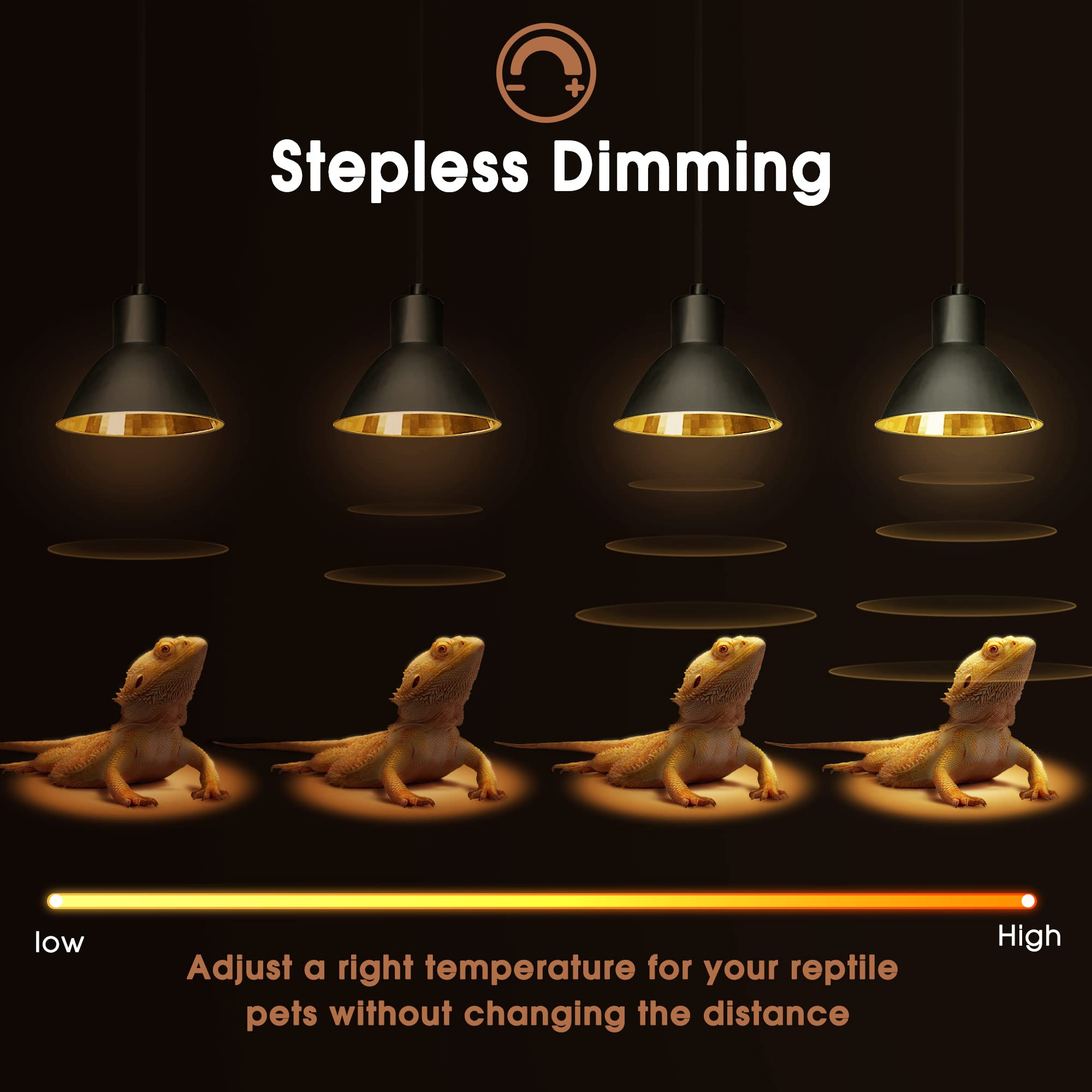 Briignite Reptile Heat Lamp 50W G9 Halogen Heat Bulb & Dome Reptile Light Fixture, Aluminum Reflector, UVA Basking Light for Reptiles, Dimmable Heat Lamp for Chicken Turtle Snake Gecko Lizard - image 5