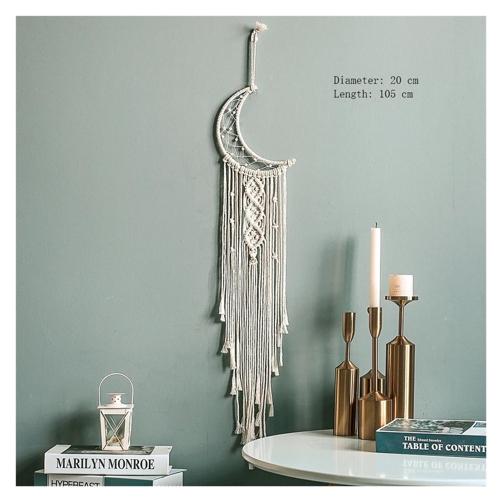 Dream Catcher Dream Catcher Macrame Wall Hanging Home Tapestry Heart Decor Girls Ornament Decoration(Beige Moon)