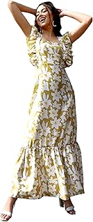 Sassafras Women Floral Back Tie-Knot Detail Maxi Dress Price In India