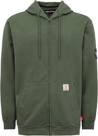BOCOMAL FR Hoodies Zipper Front for Summer 7.5oz Lightweight Cotton Flame Resistant SweatshirtNon Fleece