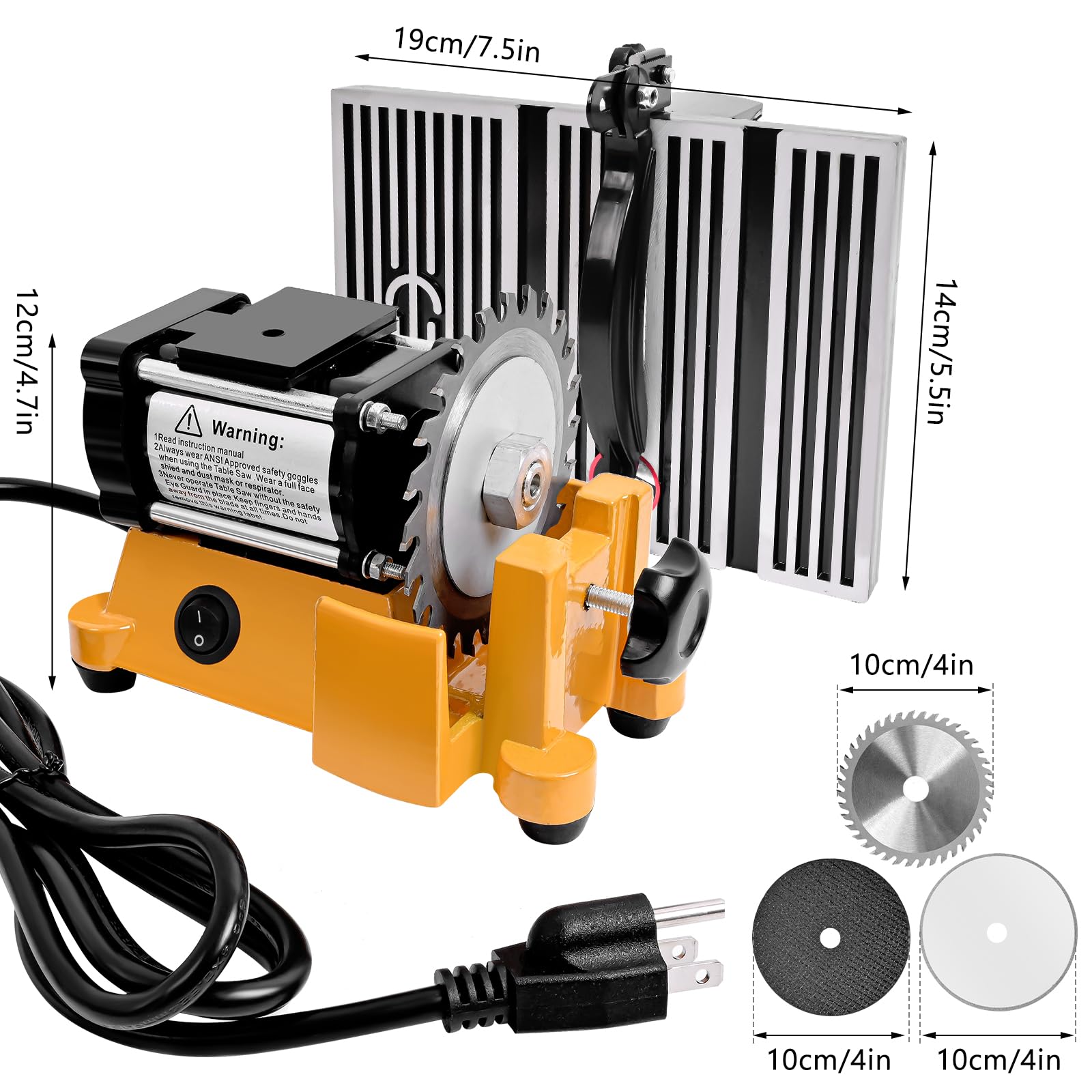 Vevitts Mini piła stołowa, 60 W, 110 V, przenośna piła stołowa, ławka, elektryczna maszyna do cięcia do majsterkowania, ręcznie wykonanego rzemiosła do obróbki drewna, z 3 ostrzami