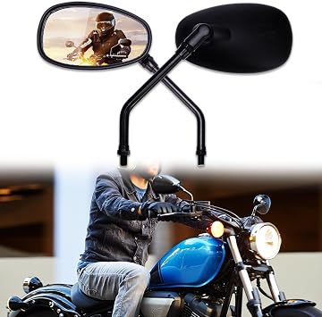 Black 10MM Motorcycle Mirror Universal Motorcycle Rear Vide Side Mirrors Compatible for Street Bike Scooter Cruiser Touring Chopper