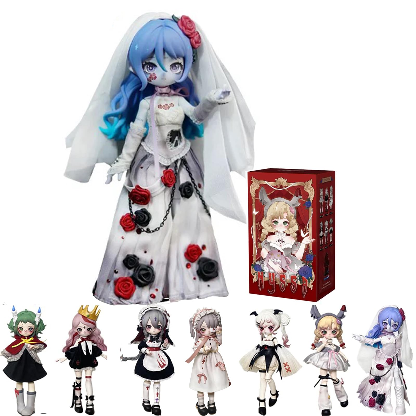 GNATAPIAY 1/12 BJD Dolls Blind Box,Kawaii BJD Dolls Dark Gothic Series 1/12 Ball Jointed Doll Collectable Action Figure Posable Dress Up Doll for Girls Birthday Party Gift Toys 1 Box