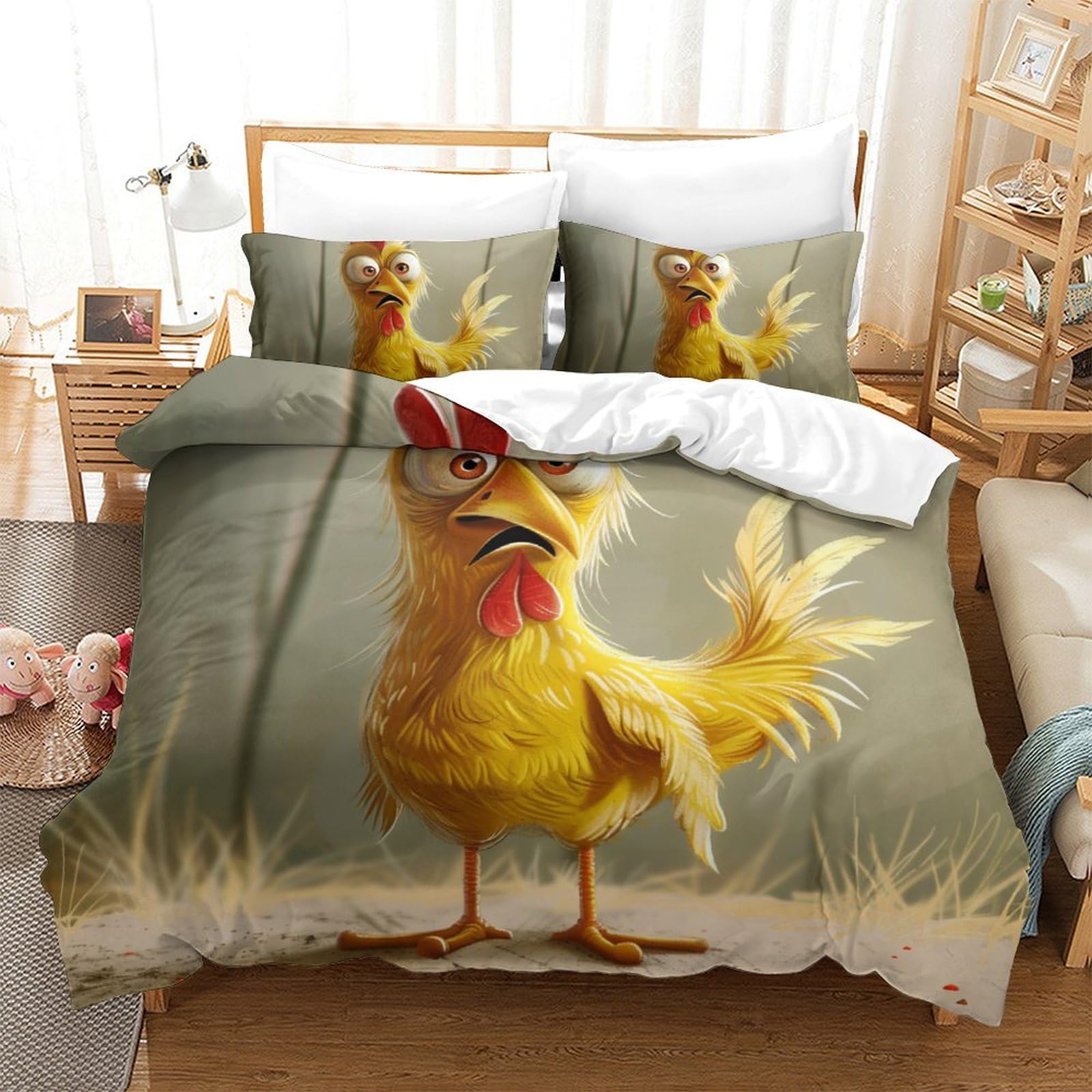 Parure de lit 3D Coq pour décorer une chambre style campagne chic authentique