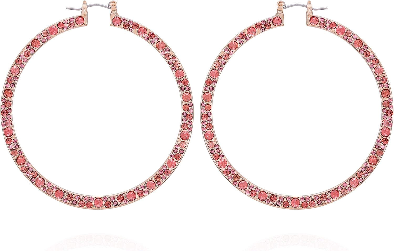 GUESS Rosegold Crystal Stone Statement Hoop Earrings