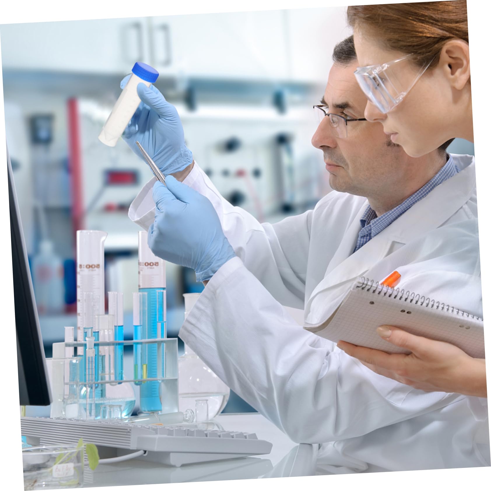 Contenitori Per Centrifuga Da Laboratorio 50 Ml Tappo a Vite, Fondo Piatto Autoportante, Confezione Da 50 Pezzi, Provette Per Test e Conservazione Liquidi