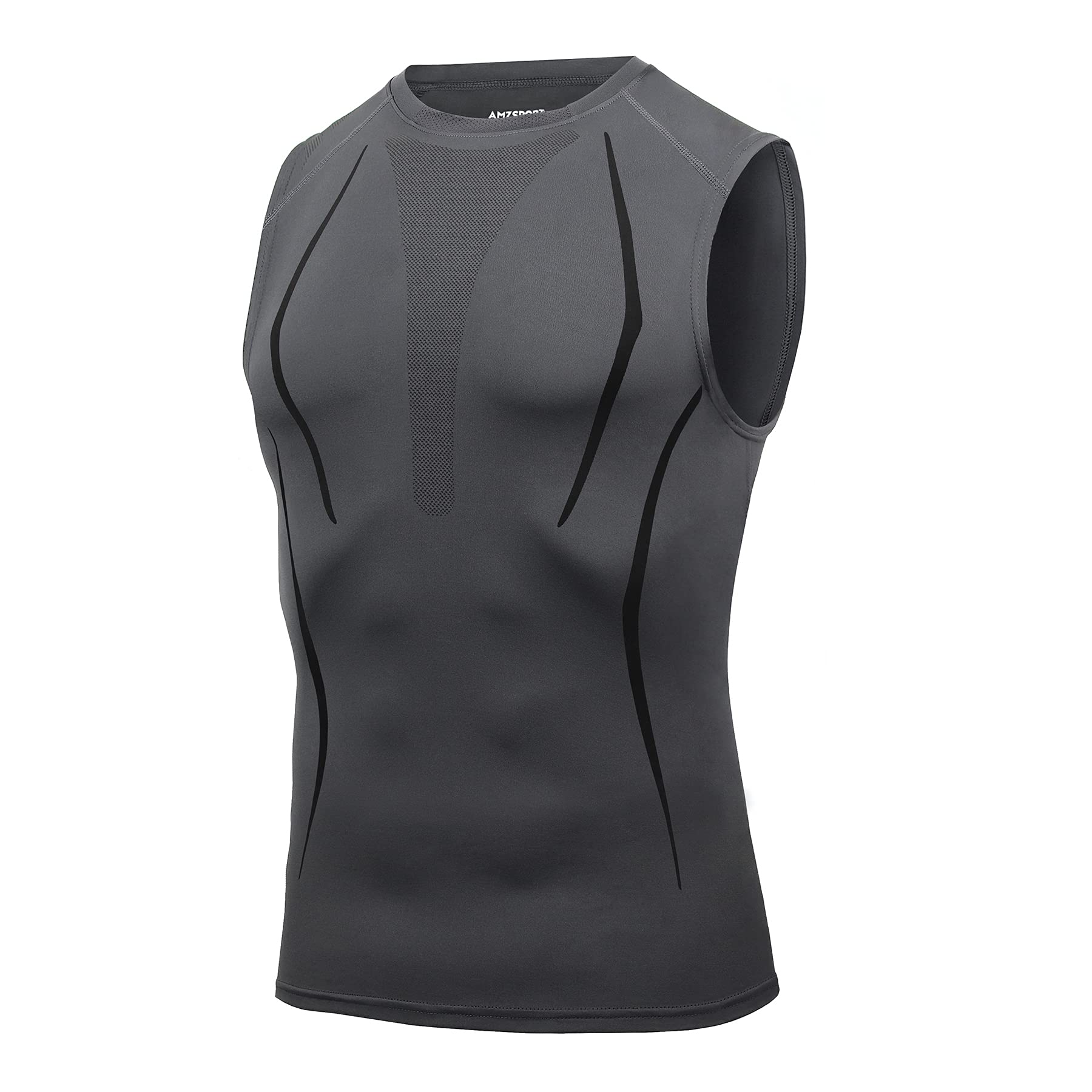 AMZSPORT Camiseta de Compresión Sin Mangas para Hombre, Chaleco de Gimnasio de Secado Rápido Capa Base para Correr — view 8