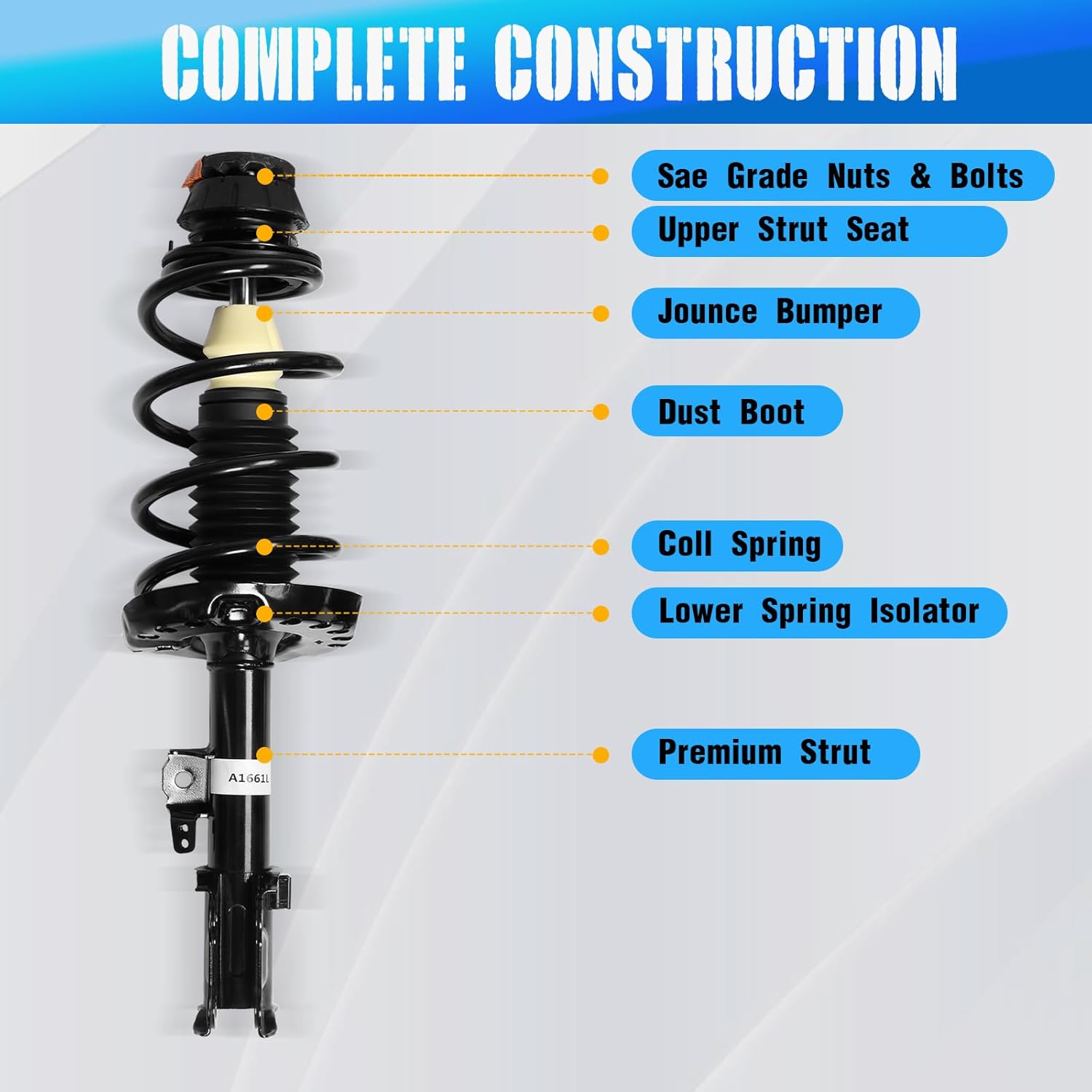 Front Struts Assembly w/Coil Spring Shock Absorbers Replacement for KIA Soul 2010-2013 172969 172968 Set of 2