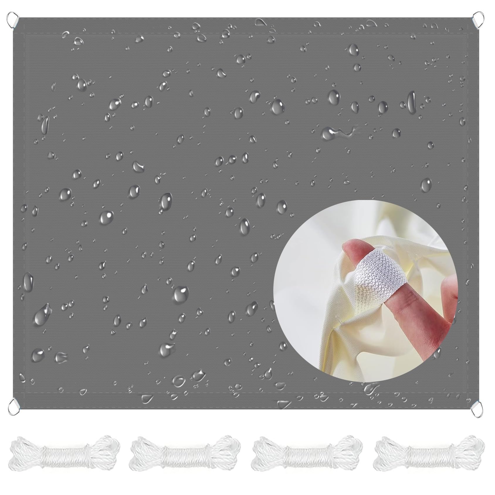 Voile d'ombrage rectangulaire 3x7 m gris clair avec kit de montage