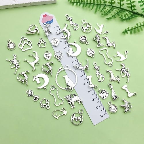 Miniatura 6 de Sailanzi 100 piezas de suministros de artesanía pequeños de plata antigua planta árbol flor encantos para la fabricación de joyería de artesanía