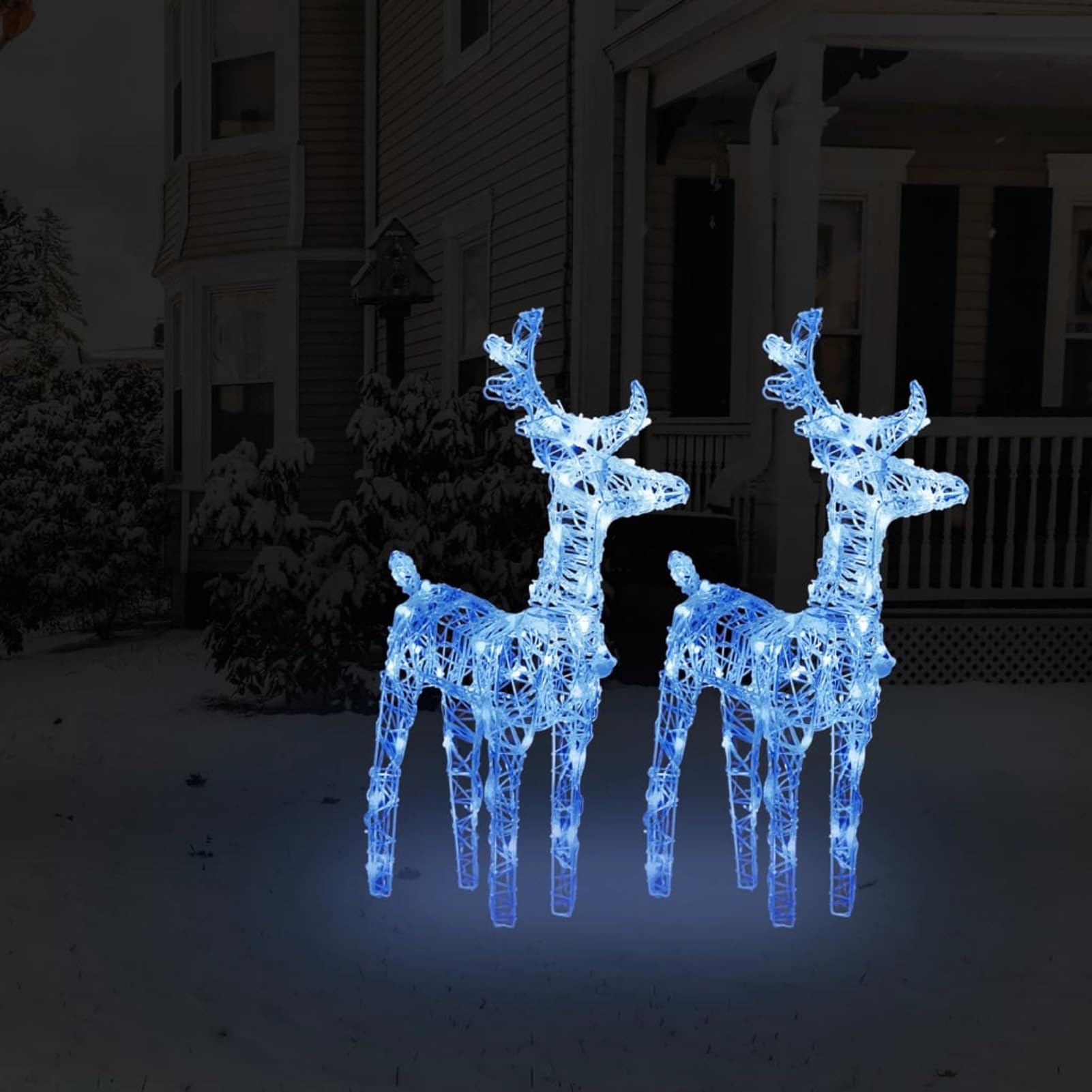 ARKEM Renos de Navidad 2 Unidades 80 LED acrílico Azul Figuras Led Navidad Exterior