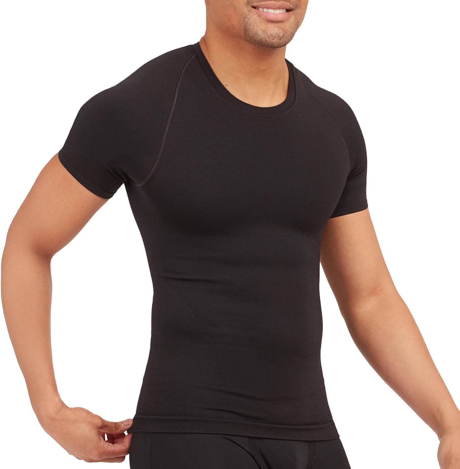 SPANX Men’s Ultra Sculpt Seamless Crew Neck - Men’s Compression T-Shirt - Flattering Support - Breathable & Sweat Wicking