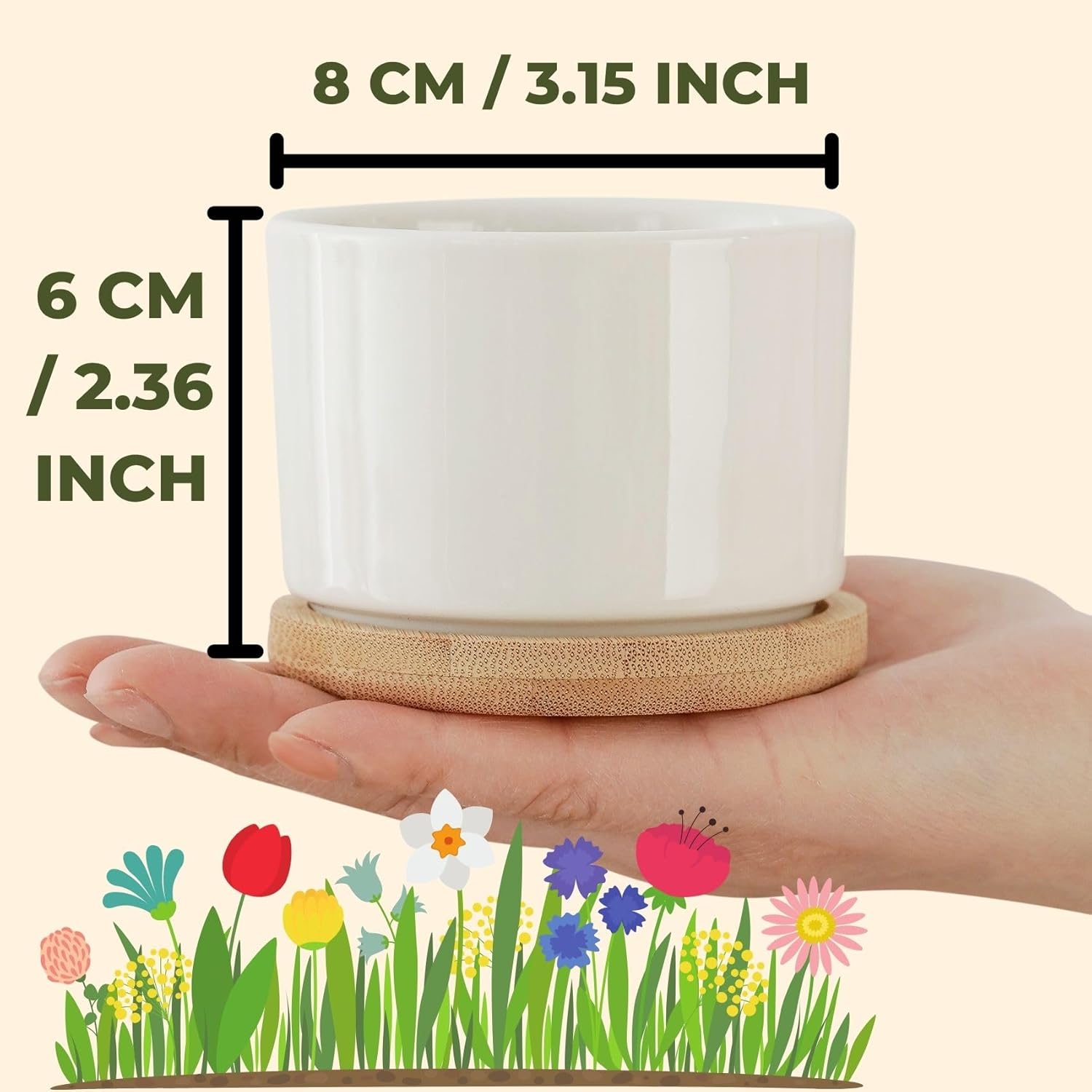 InnoBeta Sloth Gifts Succulent Plant Pots 3pcs, Gifts for Sloth Lovers, Planter Pot with Bamboo Tray, Plants NOT Included, Cute Ceramic Pots for Birthday, Christmas