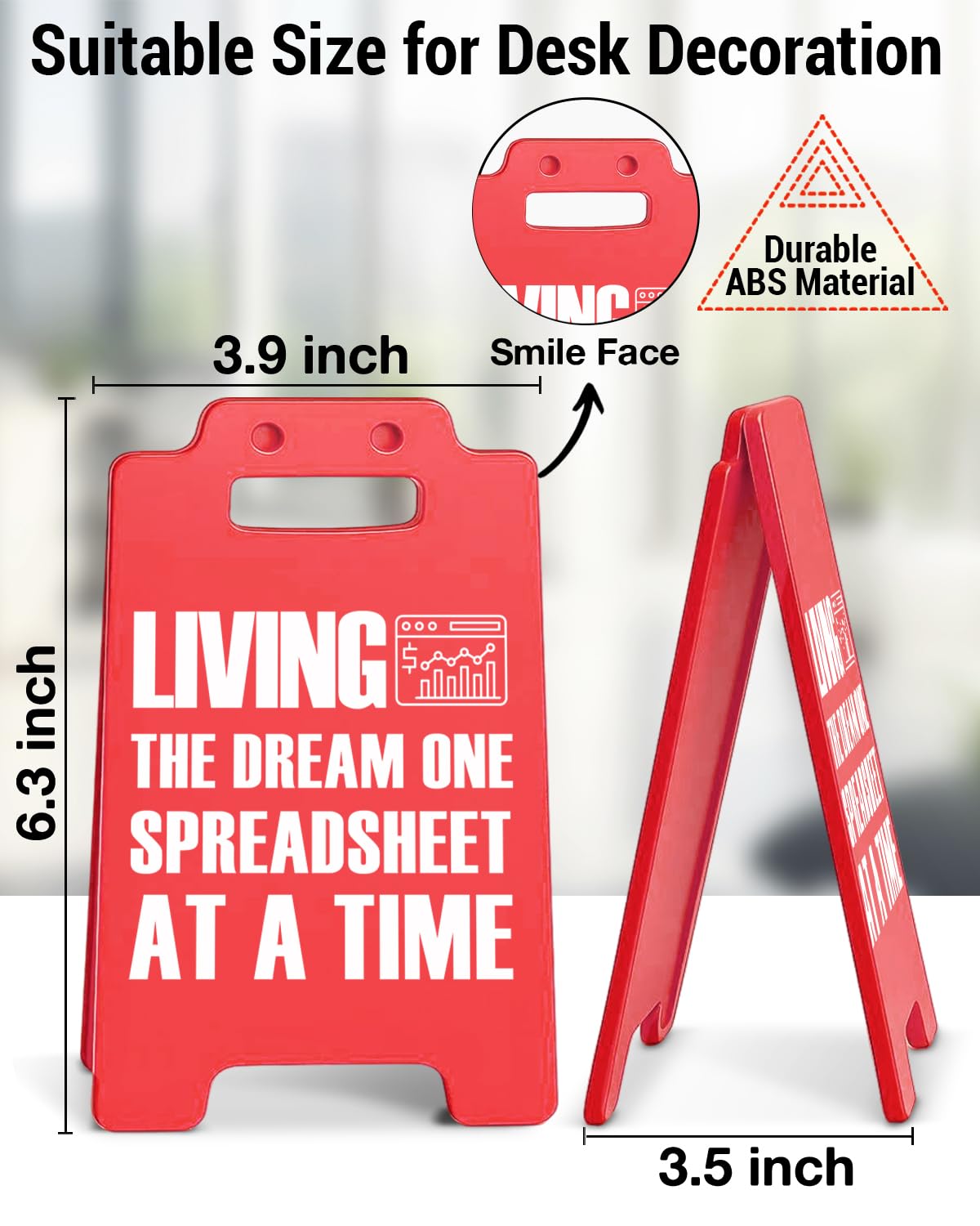 Divertente cartello decorativo per scrivania da ufficio Living the Dream One Spreadsheet at a Time Sign Cubile Decorations Sarcastico Regali per ufficio per contabile collega capo